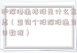 沪深港通持股是什么意思（查询个股深股通当日数据）