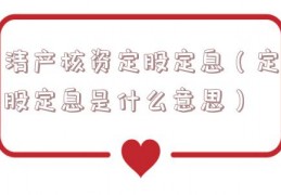清产核资定股定息（定股定息是什么意思）