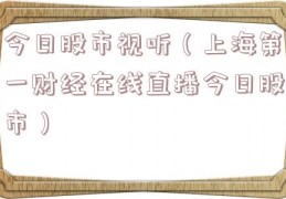 今日股市视听（上海第一财经在线直播今日股市）