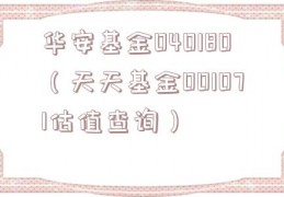 华安基金040180（天天基金001071估值查询）