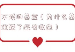 不跌的基金（为什么基金跌了还有收益）