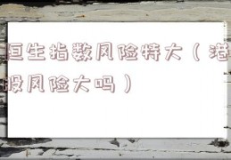 恒生指数风险特大（港股风险大吗）