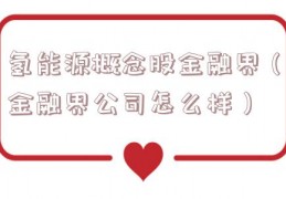 氢能源概念股金融界（金融界公司怎么样）