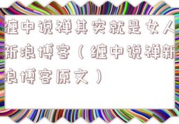 缠中说禅其实就是女人新浪博客（缠中说禅新浪博客原文）