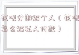 花呗分期给个人（花呗怎么给私人付款）