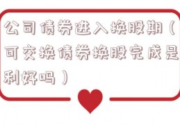 公司债券进入换股期（可交换债券换股完成是利好吗）