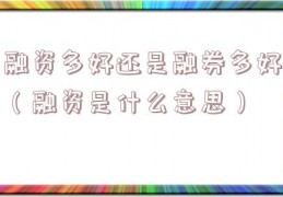 融资多好还是融券多好（融资是什么意思）