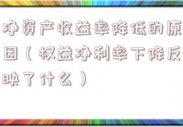 净资产收益率降低的原因（权益净利率下降反映了什么）