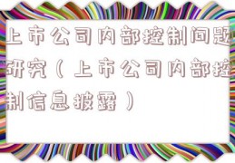 上市公司内部控制问题研究（上市公司内部控制信息披露）