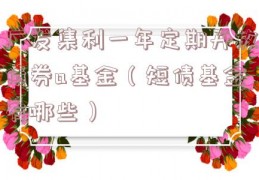 广发集利一年定期开放债券a基金（短债基金有哪些）