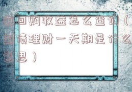 逆回购收益怎么查询（国债理财一天期是什么意思）