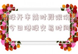 港股开市前时段限价盘（今日港股交易时间）