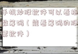 手机炒股软件可以看指数筹码（能看筹码的股票软件）