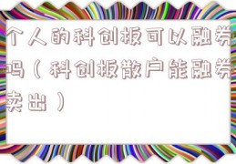 个人的科创板可以融券吗（科创板散户能融券卖出）