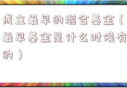 成立最早的混合基金（最早基金是什么时候有的）