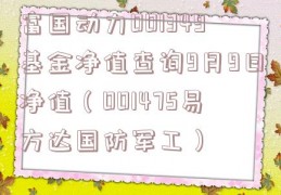 富国动力001349基金净值查询9月9日净值（001475易方达国防军工）