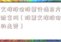 文峰股份股票行情东方财富网（股票文峰股份的走势）