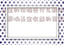 基金的价格受什么影响（影响基金收益的因素）