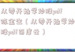 从零开始学炒股pdf陈金生（从零开始学炒股pdf百度云）