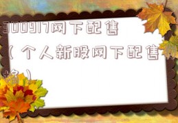 300917网下配售（个人新股网下配售资格）