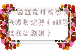 etf基金是什么有哪些投资优势（etf基金交易规则）