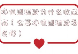 净值型理财为什么收益高（公募净值型理财怎么样）