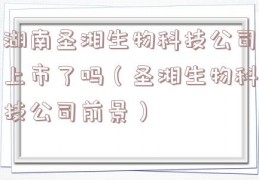 湖南圣湘生物科技公司上市了吗（圣湘生物科技公司前景）