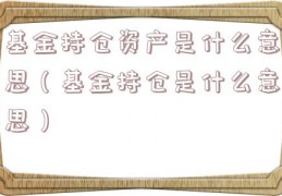 基金持仓资产是什么意思（基金持仓是什么意思）