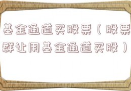 基金通道买股票（股票群让用基金通道买股）