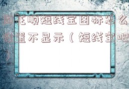 同花顺短线宝图标怎么设置不显示（短线宝吧）