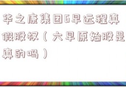 华之康集团6早远程真假股权（六早原始股是真的吗）