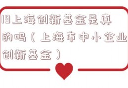 19上海创新基金是真的吗（上海市中小企业创新基金）