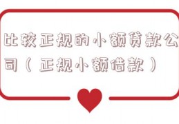 比较正规的小额贷款公司（正规小额借款）
