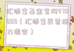 汇添富基金官网470009（汇添富民营活力混合）