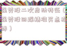 强势股二次启动特征（强势股回踩精准买点指标）
