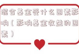 混合基金受什么因素影响（影响基金收益的因素）