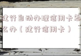 建行自动办理信用卡怎么办（建行信用卡）