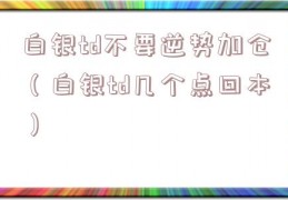 白银td不要逆势加仓（白银td几个点回本）