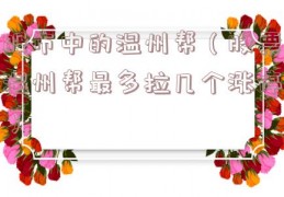 股市中的温州帮（股票温州帮最多拉几个涨停）