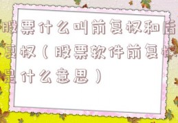 股票什么叫前复权和后复权（股票软件前复权是什么意思）