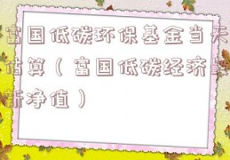 富国低碳环保基金当天估算（富国低碳经济最新净值）