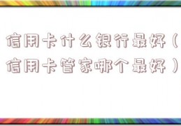 信用卡什么银行最好（信用卡管家哪个最好）