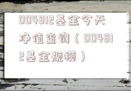 004812基金今天净值查询（004812基金规模）