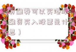 融资融券可以买港股吗（融资买入股票是什么意思）