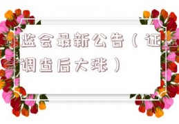 证监会最新公告（证监会调查后大涨）