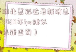 湖北嘉辐达最新消息（2020年ipo排队最新查询）