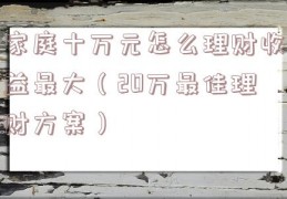 家庭十万元怎么理财收益最大（20万最佳理财方案）