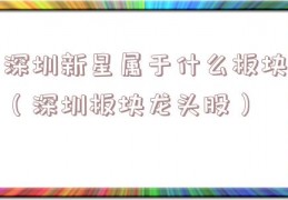 深圳新星属于什么板块（深圳板块龙头股）