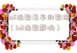 bdi指数最早的数据（bdi指数影响）