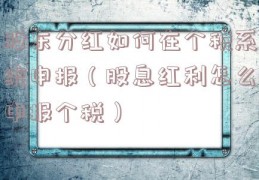 股东分红如何在个税系统申报（股息红利怎么申报个税）